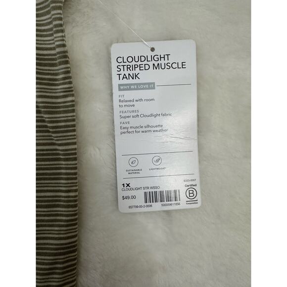 NWT Athleta Cloudlight Stripe Muscle Tank Top 1X Olive - Picture 4 of 8